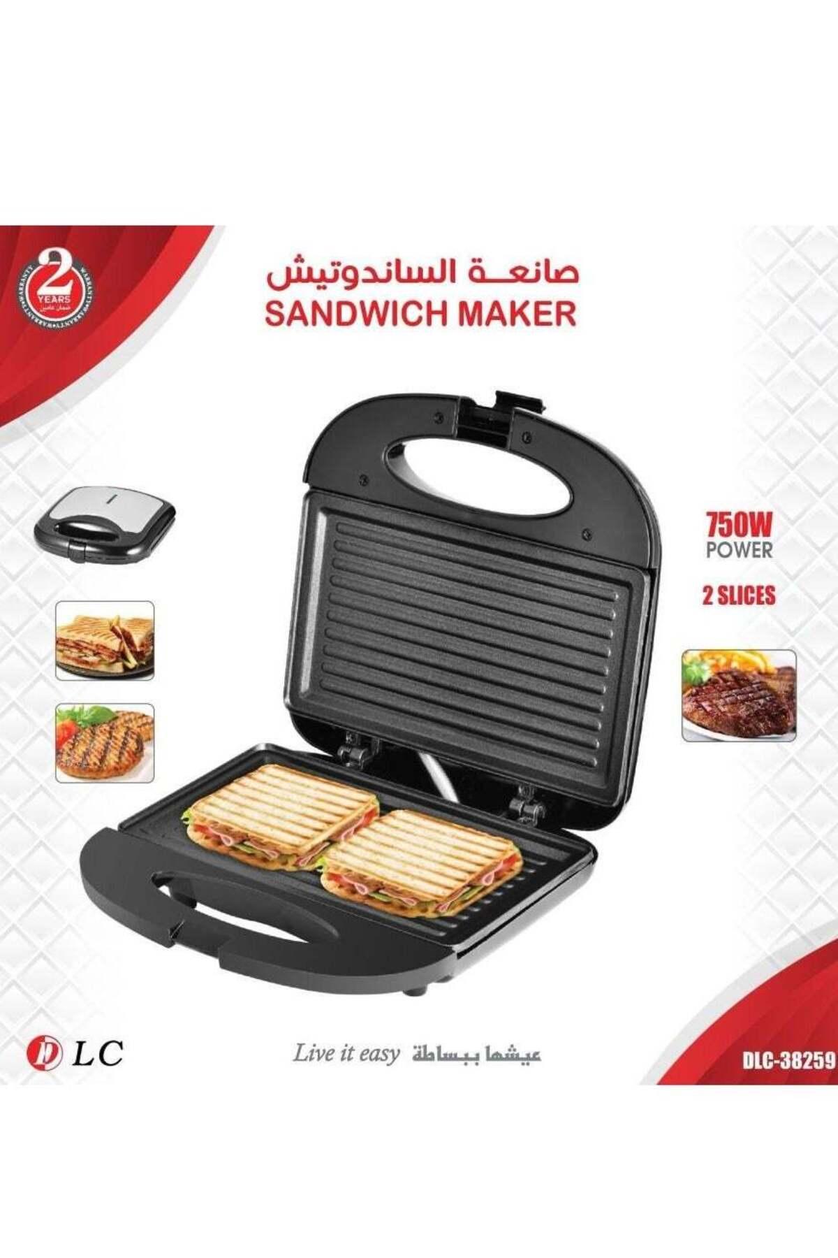 صانعة شطائر DLC لشطيرتين، بقوة 750 واط، مزودة بألواح طلاء غير لاصق (موديل DLC-38259) - لون أسود/فضي — Marshan Store